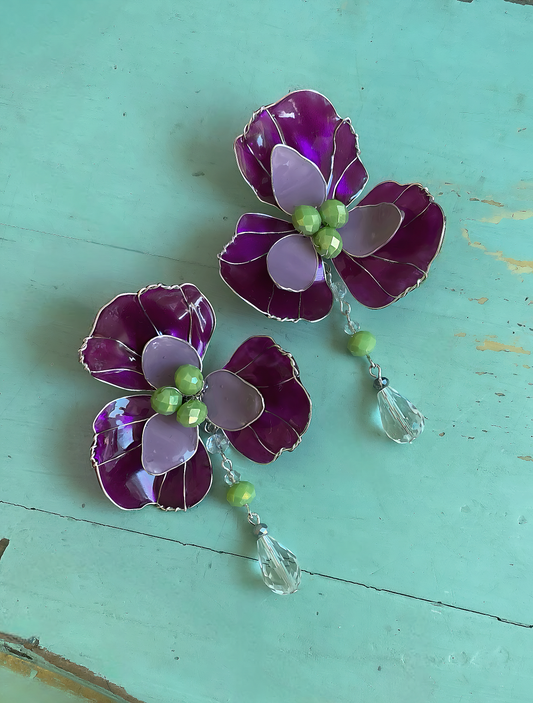 Aros Flor Cristalizada Púrpura